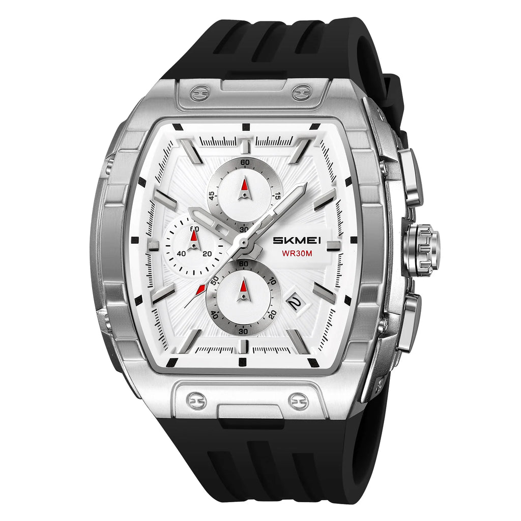 Skmei 2362 Famous Brand New Design Men Quartz Watch High Quality Rubber Strap Water Resist Date Display Chronograph Casual Watch
