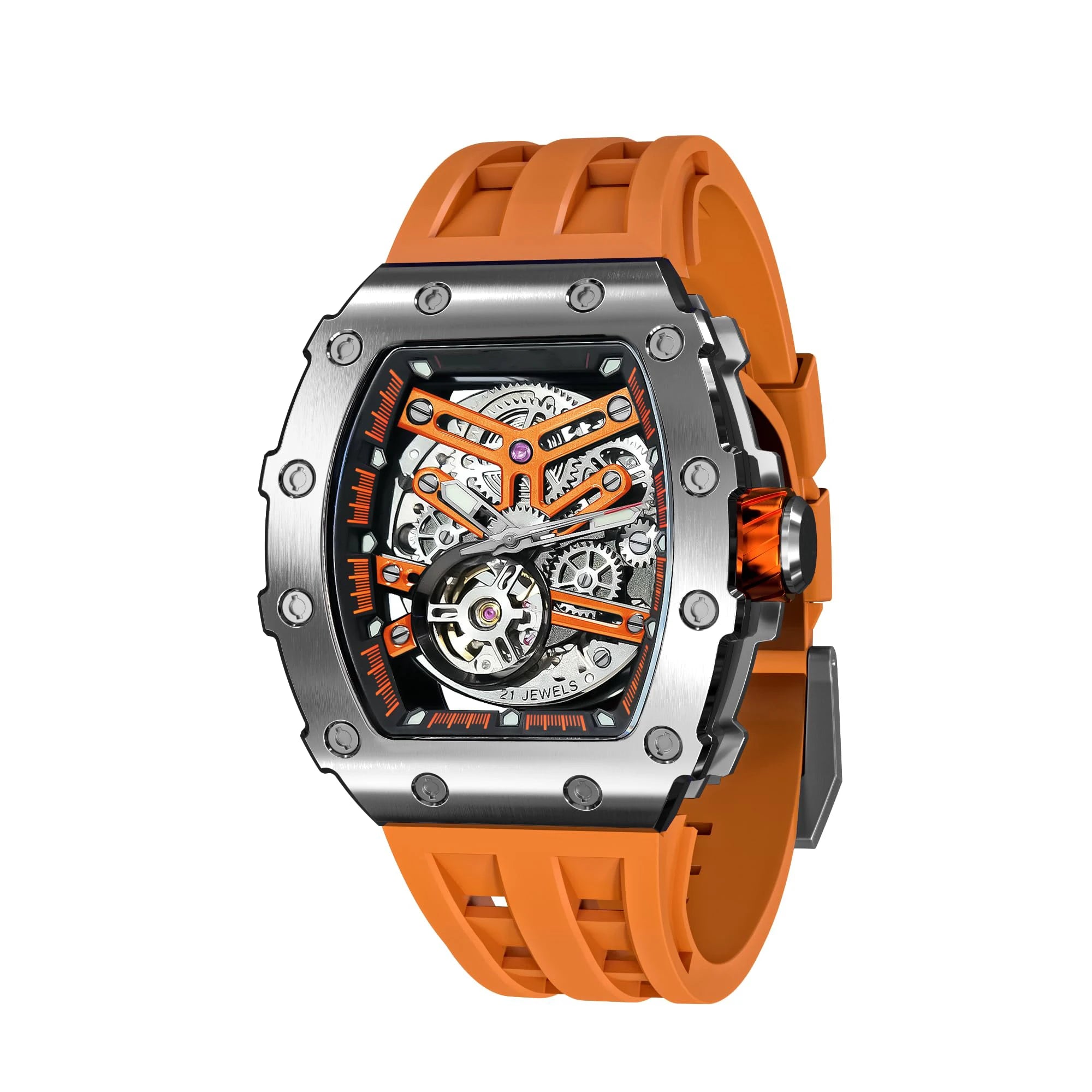 Luxurious Richard TSAR BOMB Automatic Skeleton Dial Watch Wholesale Supply Japanese Movement Sapphire Crystal Rubber Band