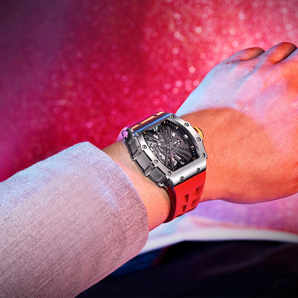 PAGANI DESIGN 2025 Luxury Mens Quartz Watches Barrel Shape Waterproof Wrist Watch For Men VH65 Silicone Luminous Sapphire Mirror