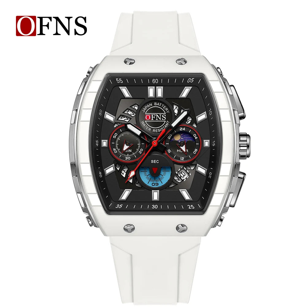 OFNS 1203 Luxury Men's Quartz Watch Multifunctional Timing Watch Three Eye Six Pin Quartz Watch Calendar Business Men's Watch