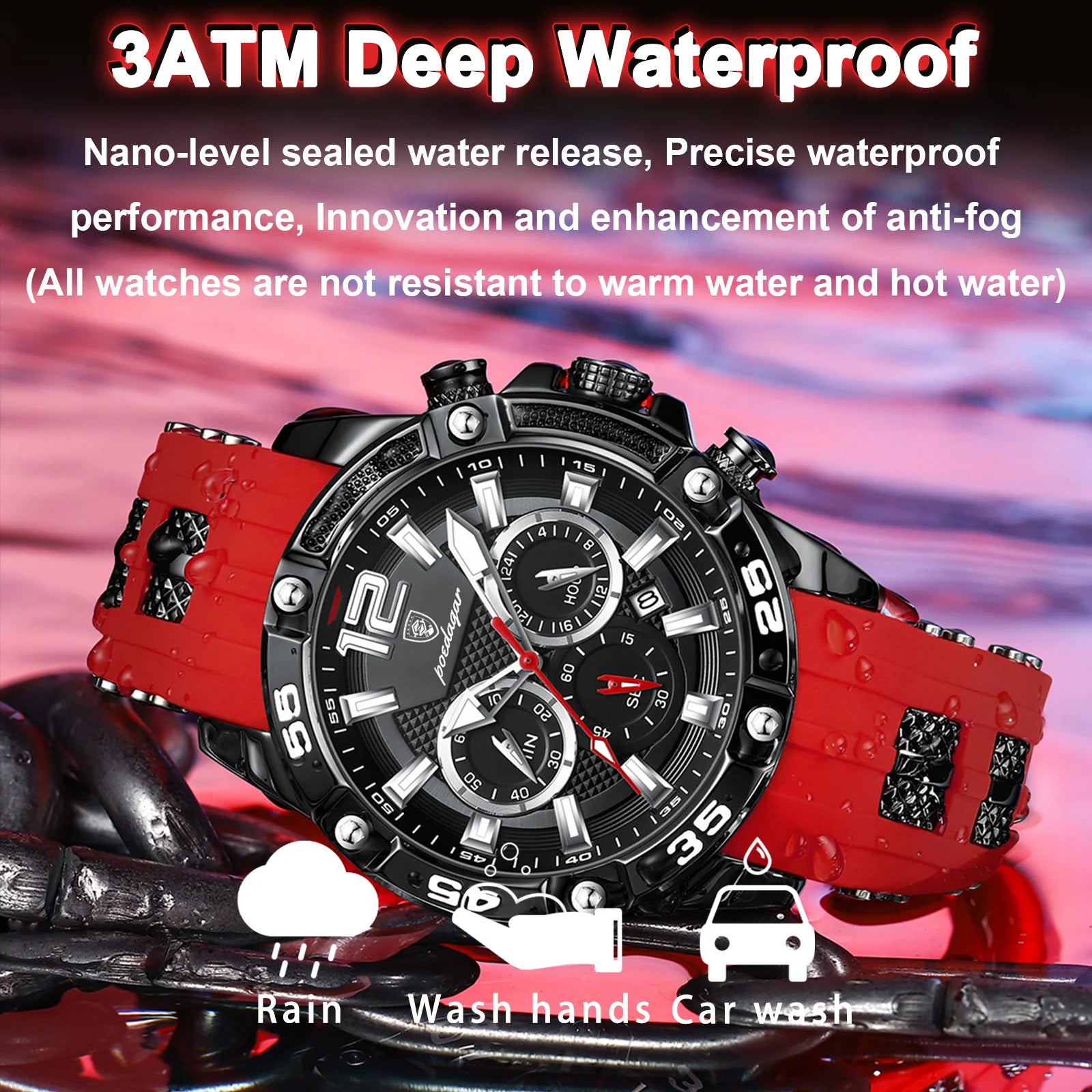 POEDAGAR Original Fashion Men's Watches Waterproof Luminous Chronograph Date Sports Man Wristwatch High Quality Quartz Men Watch