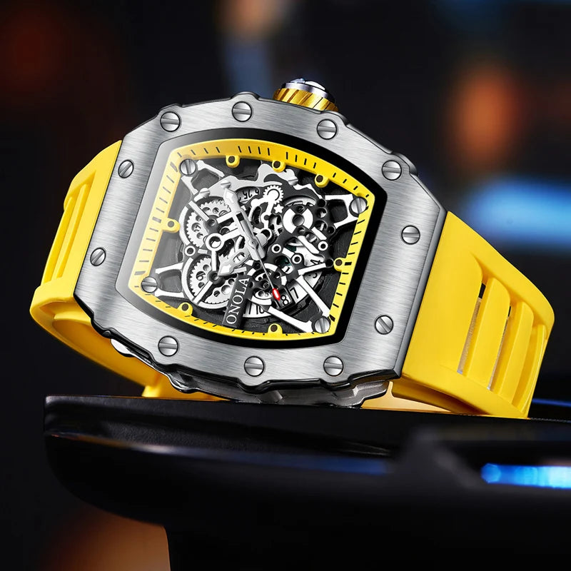 ONOLA 3827 Luxury Fashion Silicone Watch for Men Waterproof Male Wristwatch Original Quartz Men's Watches ساعة يد رجال