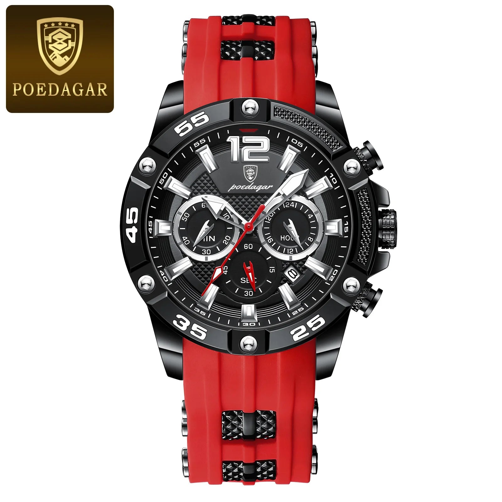 POEDAGAR Original Fashion Men's Watches Waterproof Luminous Chronograph Date Sports Man Wristwatch High Quality Quartz Men Watch