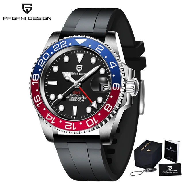 PAGANI DESIGN New NH34 Automatic Mechanical Watches Men's Luxury Sapphire Glass 40MM Ceramic GMT Wristwatch 100M Waterproof