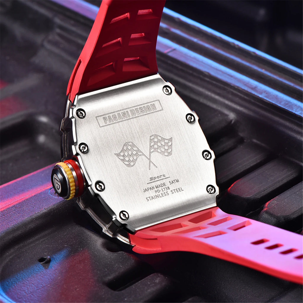 PAGANI DESIGN 2025 Luxury Mens Quartz Watches Barrel Shape Waterproof Wrist Watch For Men VH65 Silicone Luminous Sapphire Mirror