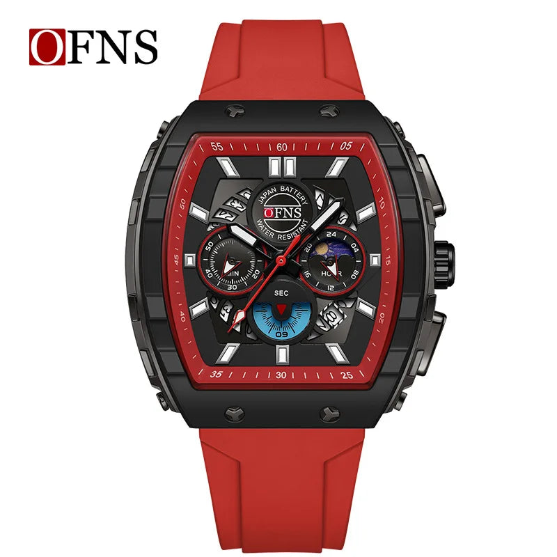 Multifunction Chronograph Men Watches For Male Clock Sports Men Quartz Wrist Watches Date Silicone Band Top Brand Luxury