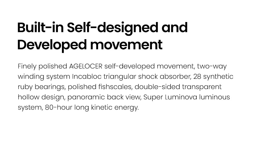 AGELOCER Original Schwarzwald Watch Men's Sports Hollow Luminous Automatic Mechanical Watch Birthday Gift for Men