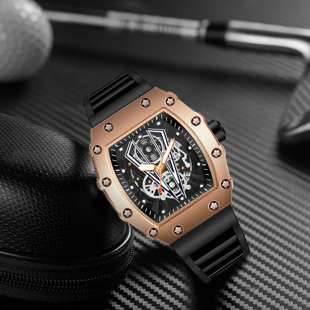 WWOOR Silicone Strap Big Dial Luxury Men's Watches Sports Waterproof Quartz Watch For Men Luminous Date Clock Relogio Masculino