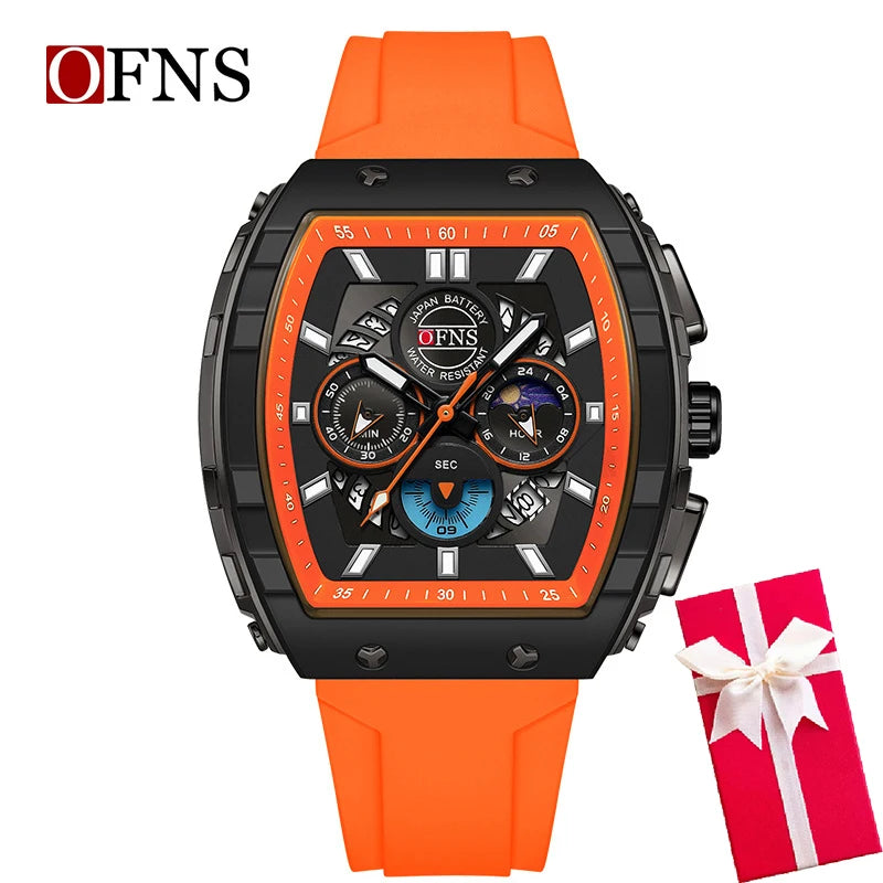 Multifunction Chronograph Men Watches For Male Clock Sports Men Quartz Wrist Watches Date Silicone Band Top Brand Luxury