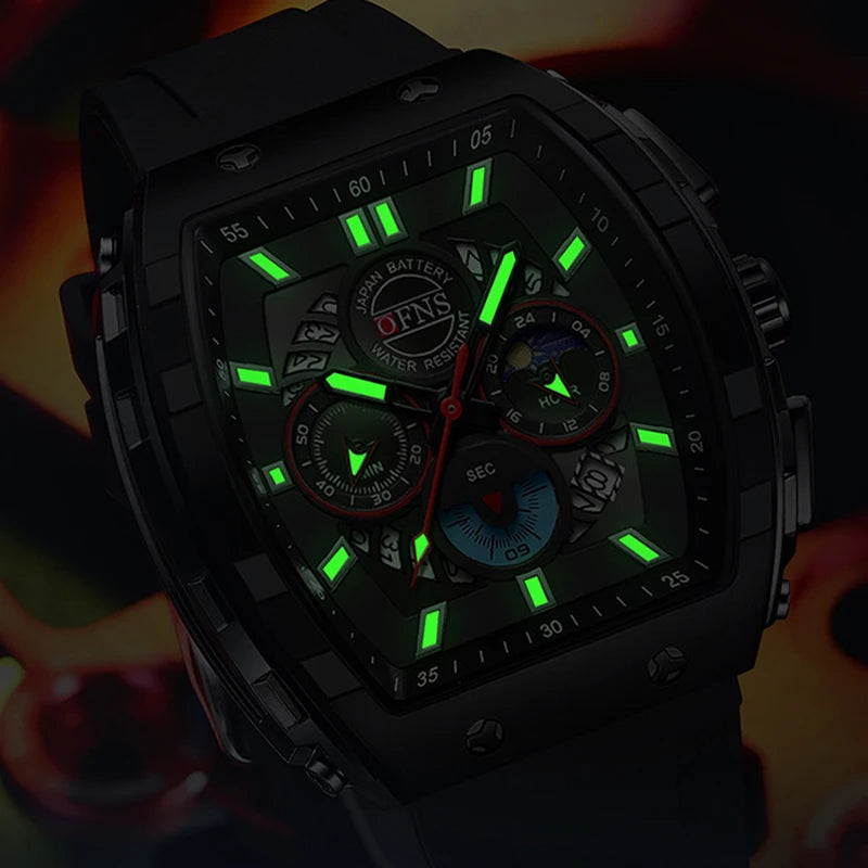 Multifunction Chronograph Men Watches For Male Clock Sports Men Quartz Wrist Watches Date Silicone Band Top Brand Luxury