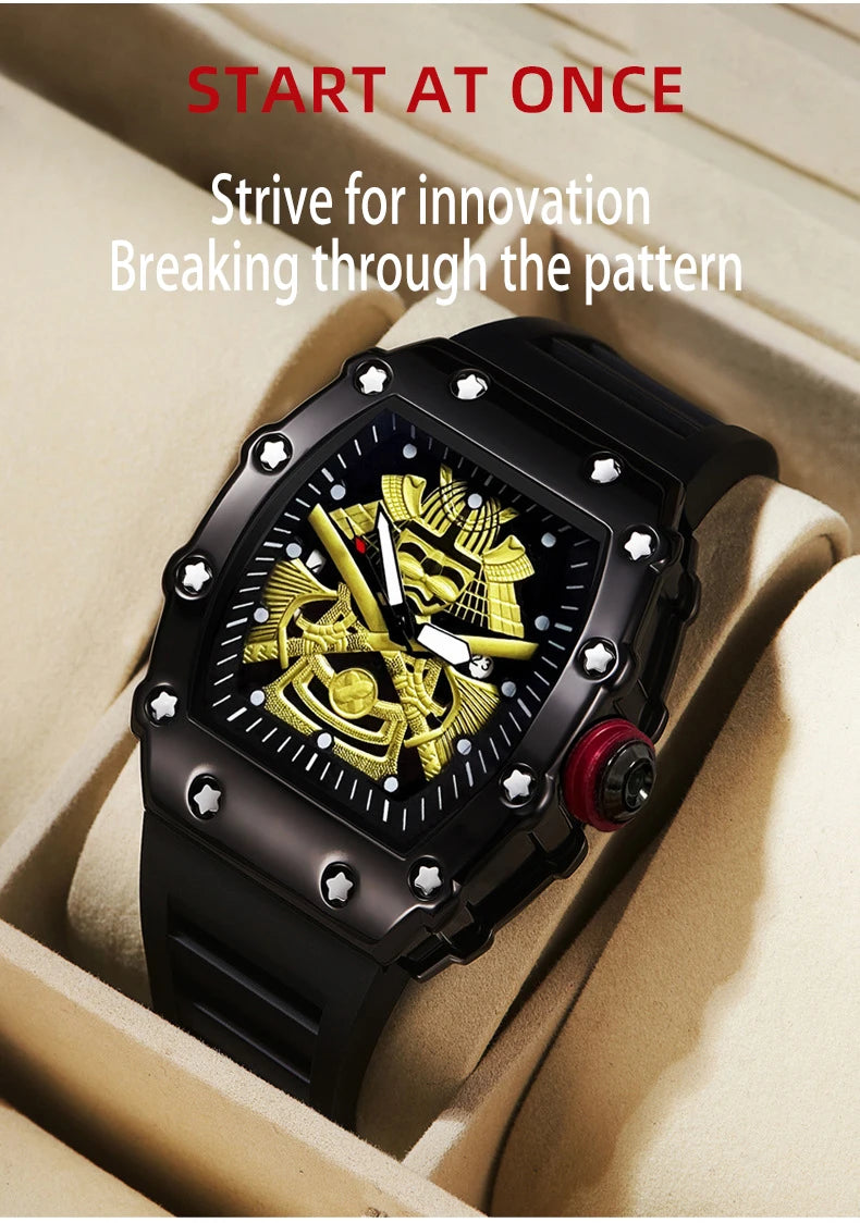 ZH39 Fashionable Men's Watch Night Light Waterproof Silicone Calendar Quartz Watch Barrel shaped Clock Birthday Gift