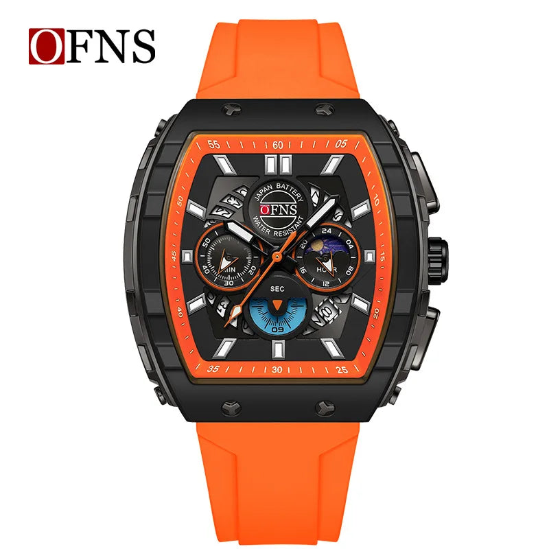 Multifunction Chronograph Men Watches For Male Clock Sports Men Quartz Wrist Watches Date Silicone Band Top Brand Luxury