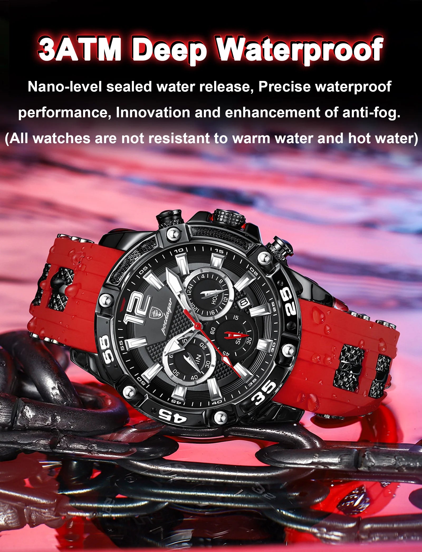 POEDAGAR Original Fashion Men's Watches Waterproof Luminous Chronograph Date Sports Man Wristwatch High Quality Quartz Men Watch