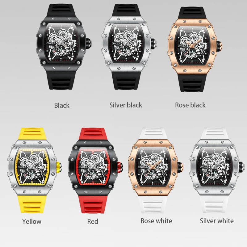 ONOLA 3827 Luxury Fashion Silicone Watch for Men Waterproof Male Wristwatch Original Quartz Men's Watches ساعة يد رجال