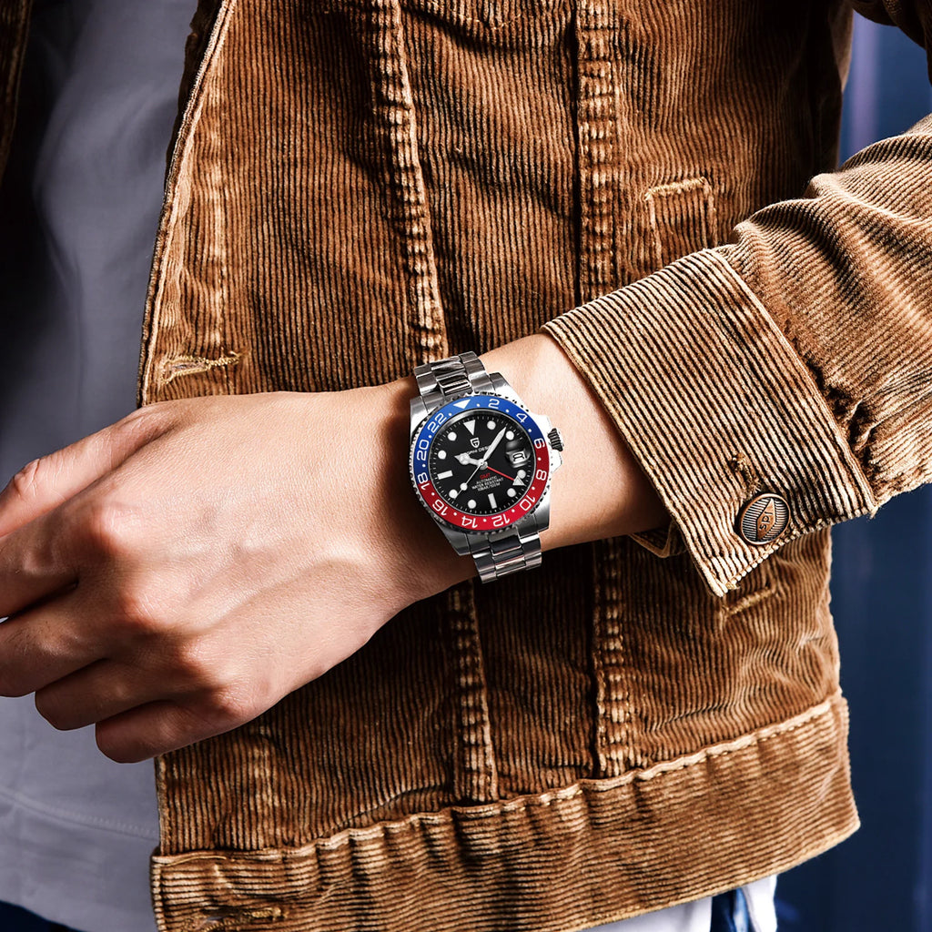 PAGANI DESIGN PD-1662 Luxury GMT Men Mechanical Wristwatch Sapphire Glass Stainless Steel 100M Waterproof Automatic Watches