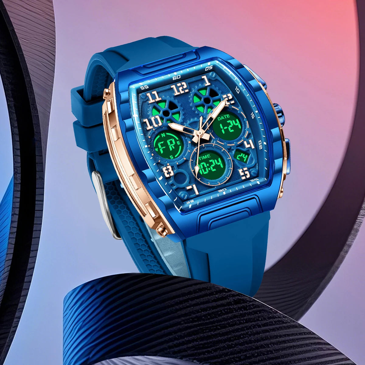 LIGE FOXBOX Square Digital Electronic Man Watch Fashion Silicone Waterproof Luminous Chronograph Date Quartz Watches for Men+Box