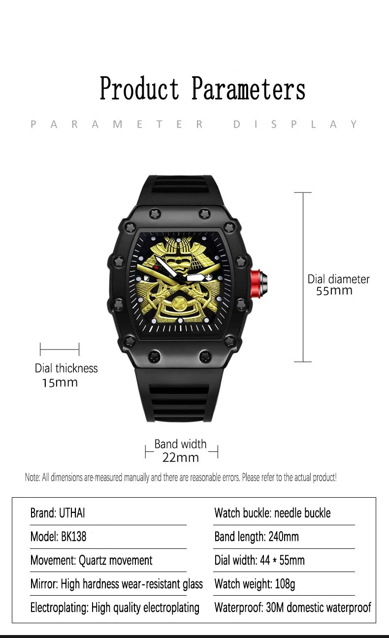 ZH39 Fashionable Men's Watch Night Light Waterproof Silicone Calendar Quartz Watch Barrel shaped Clock Birthday Gift