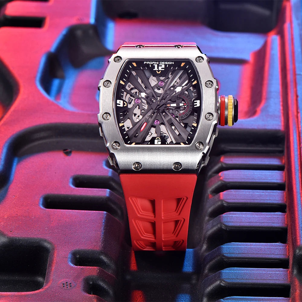 PAGANI DESIGN 2025 Luxury Mens Quartz Watches Barrel Shape Waterproof Wrist Watch For Men VH65 Silicone Luminous Sapphire Mirror