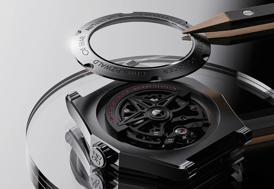 AGELOCER Original Schwarzwald Watch Men's Sports Hollow Luminous Automatic Mechanical Watch Birthday Gift for Men