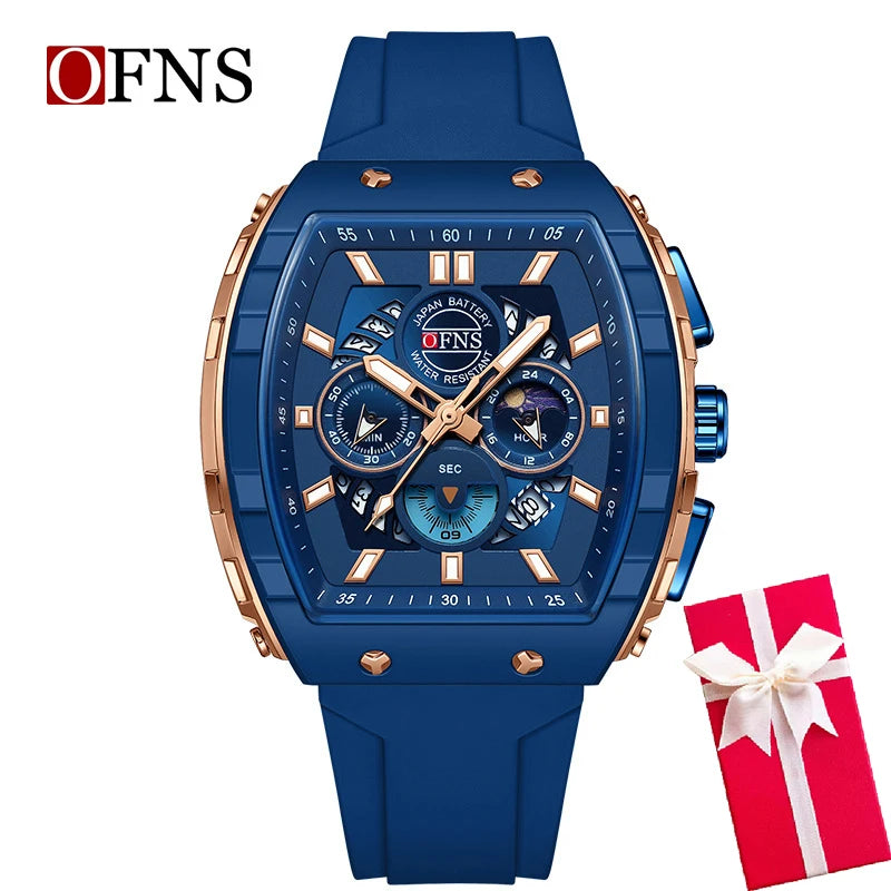 Multifunction Chronograph Men Watches For Male Clock Sports Men Quartz Wrist Watches Date Silicone Band Top Brand Luxury