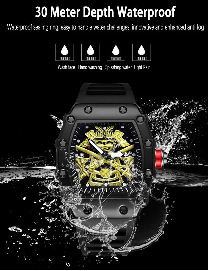 ZH39 Fashionable Men's Watch Night Light Waterproof Silicone Calendar Quartz Watch Barrel shaped Clock Birthday Gift
