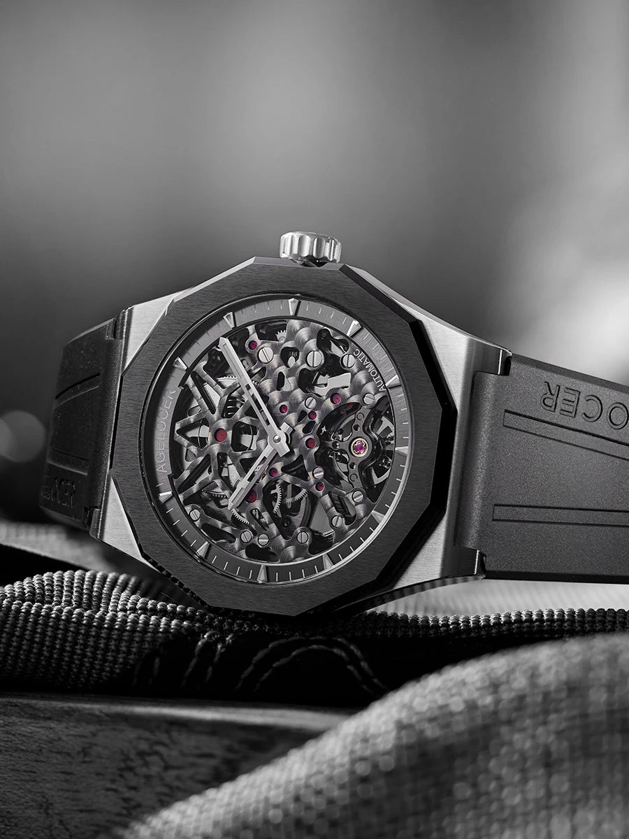 AGELOCER Original Schwarzwald Watch Men's Sports Hollow Luminous Automatic Mechanical Watch Birthday Gift for Men