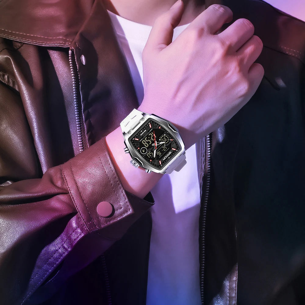 SANDA Men Electronic Watch Big Dial Sports LED Analog Digital Chronograph Military Dual Display Man Wristwatch relogio masculino