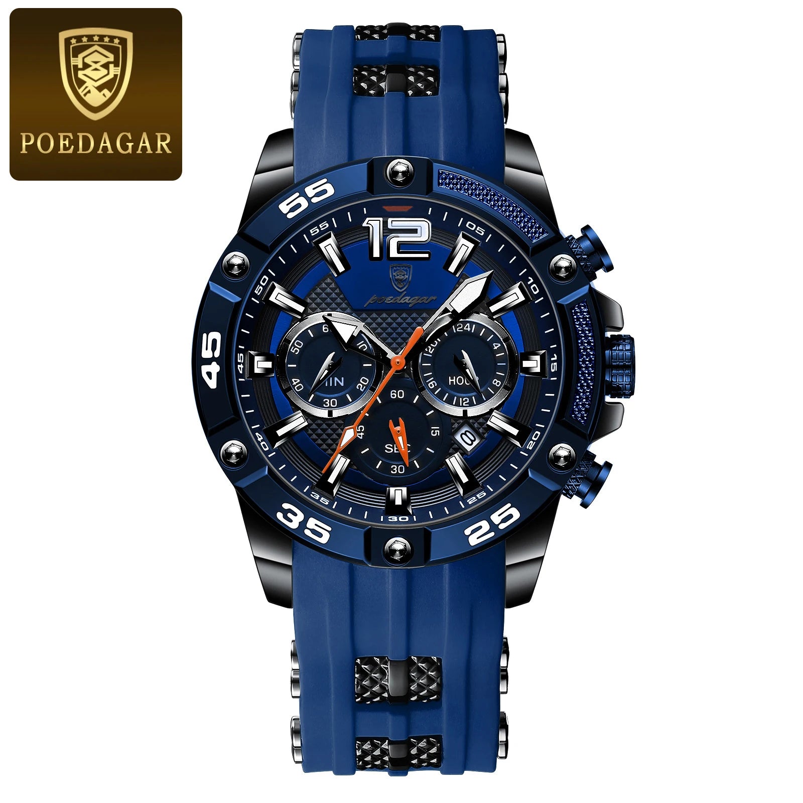 POEDAGAR Original Fashion Men's Watches Waterproof Luminous Chronograph Date Sports Man Wristwatch High Quality Quartz Men Watch