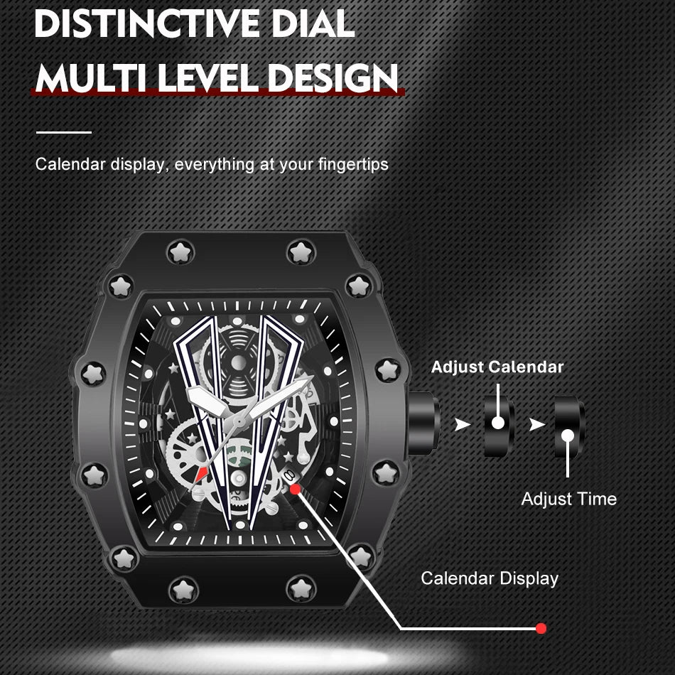 WWOOR Silicone Strap Big Dial Luxury Men's Watches Sports Waterproof Quartz Watch For Men Luminous Date Clock Relogio Masculino