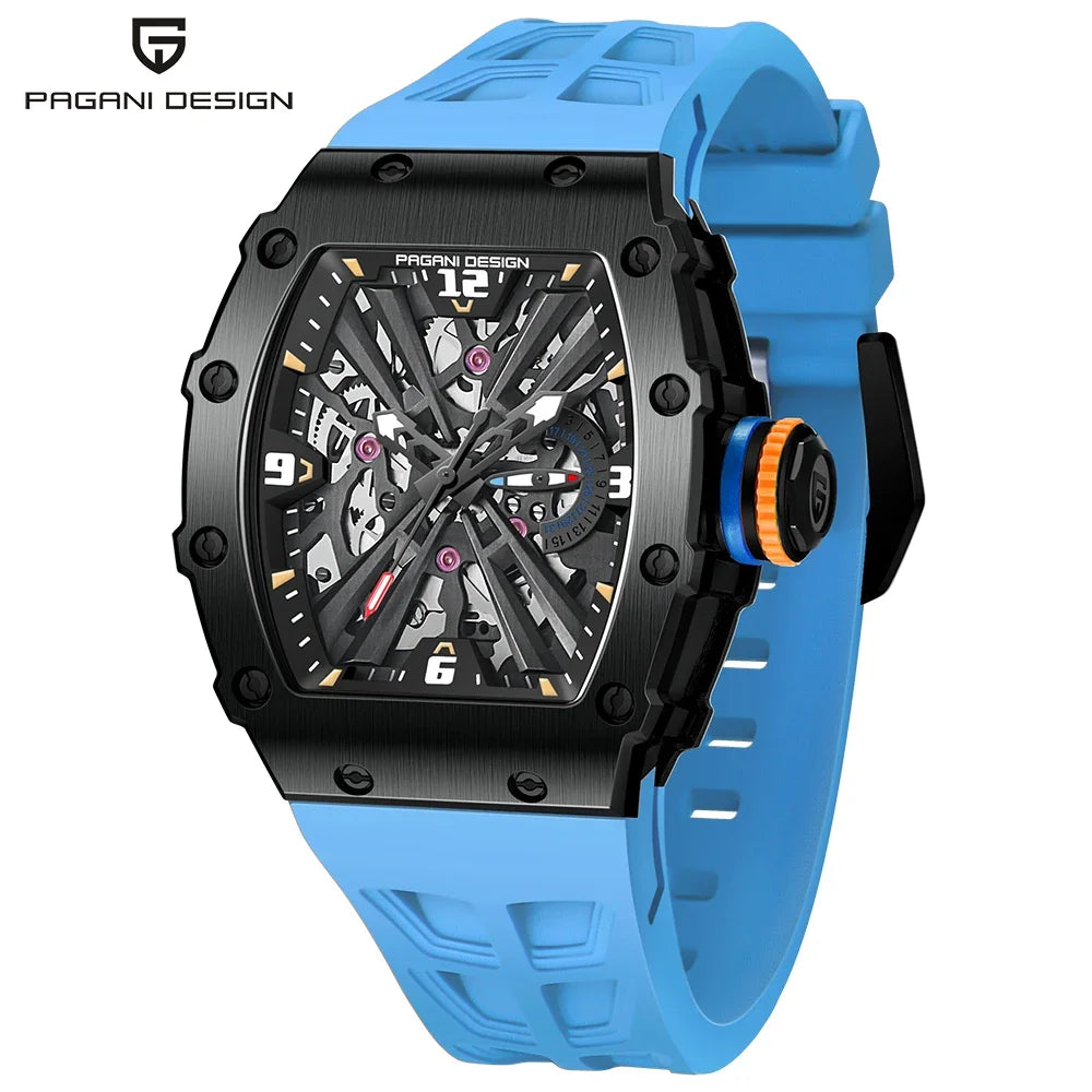 PAGANI DESIGN 2025 Luxury Mens Quartz Watches Barrel Shape Waterproof Wrist Watch For Men VH65 Silicone Luminous Sapphire Mirror