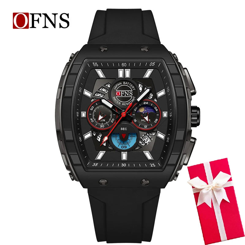 Multifunction Chronograph Men Watches For Male Clock Sports Men Quartz Wrist Watches Date Silicone Band Top Brand Luxury