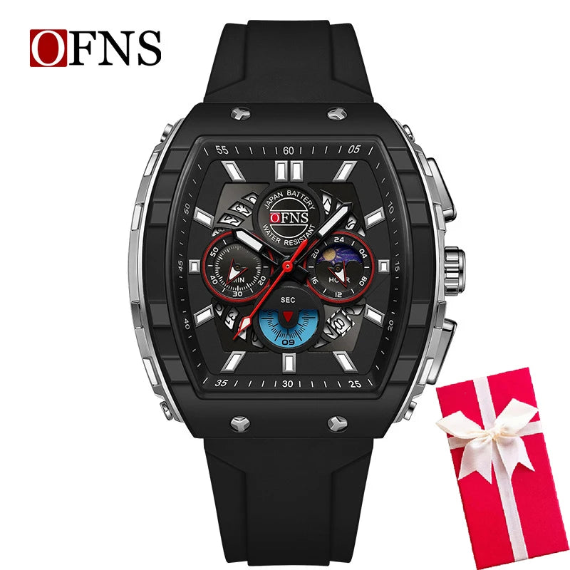 Multifunction Chronograph Men Watches For Male Clock Sports Men Quartz Wrist Watches Date Silicone Band Top Brand Luxury