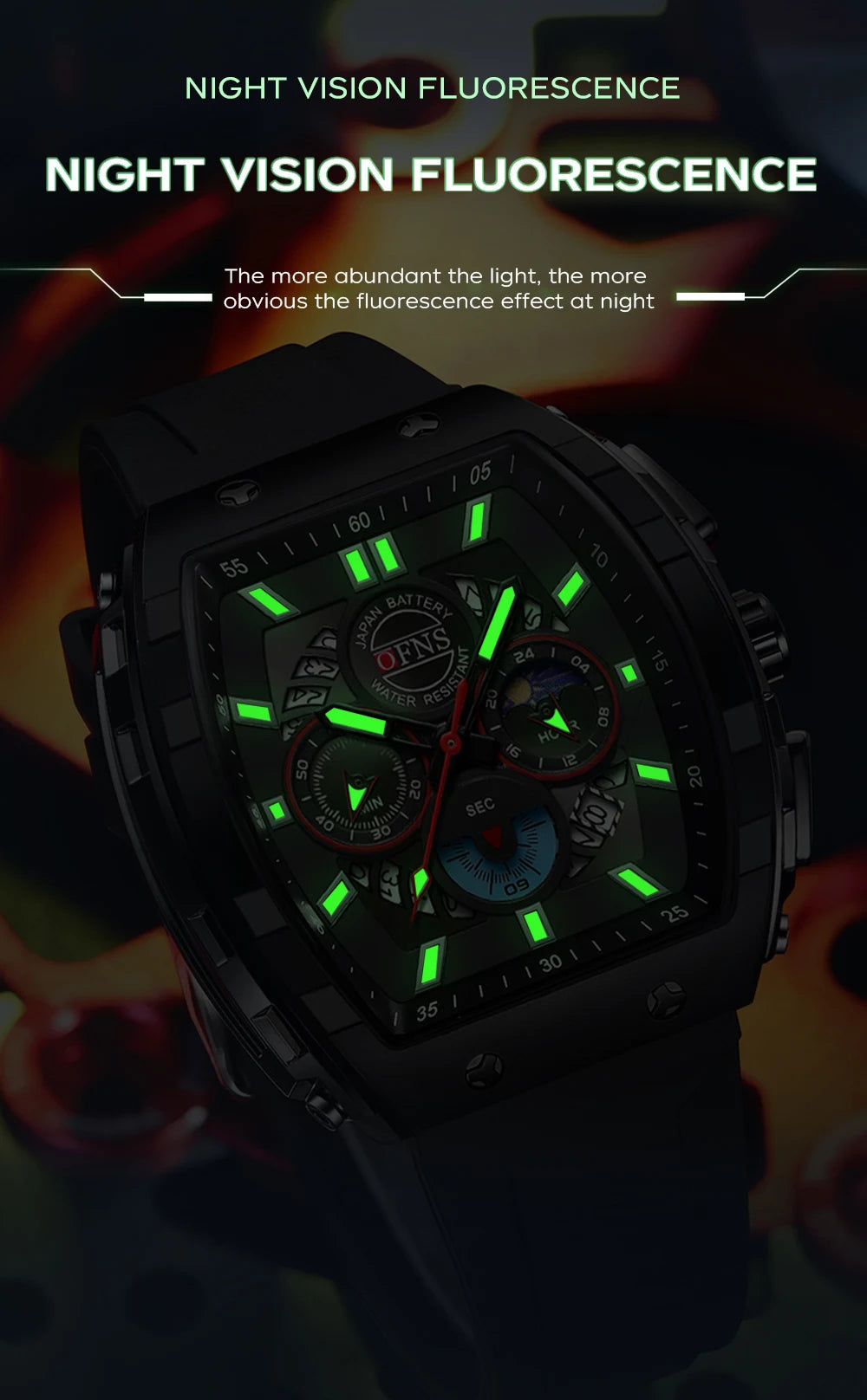 OFNS 1203 Luxury Men's Quartz Watch Multifunctional Timing Watch Three Eye Six Pin Quartz Watch Calendar Business Men's Watch