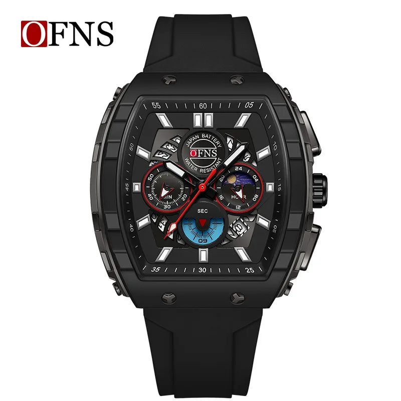 Multifunction Chronograph Men Watches For Male Clock Sports Men Quartz Wrist Watches Date Silicone Band Top Brand Luxury