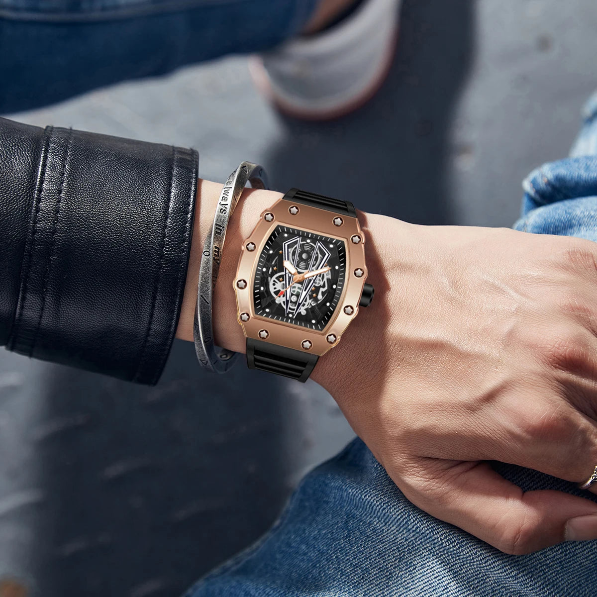 WWOOR Silicone Strap Big Dial Luxury Men's Watches Sports Waterproof Quartz Watch For Men Luminous Date Clock Relogio Masculino