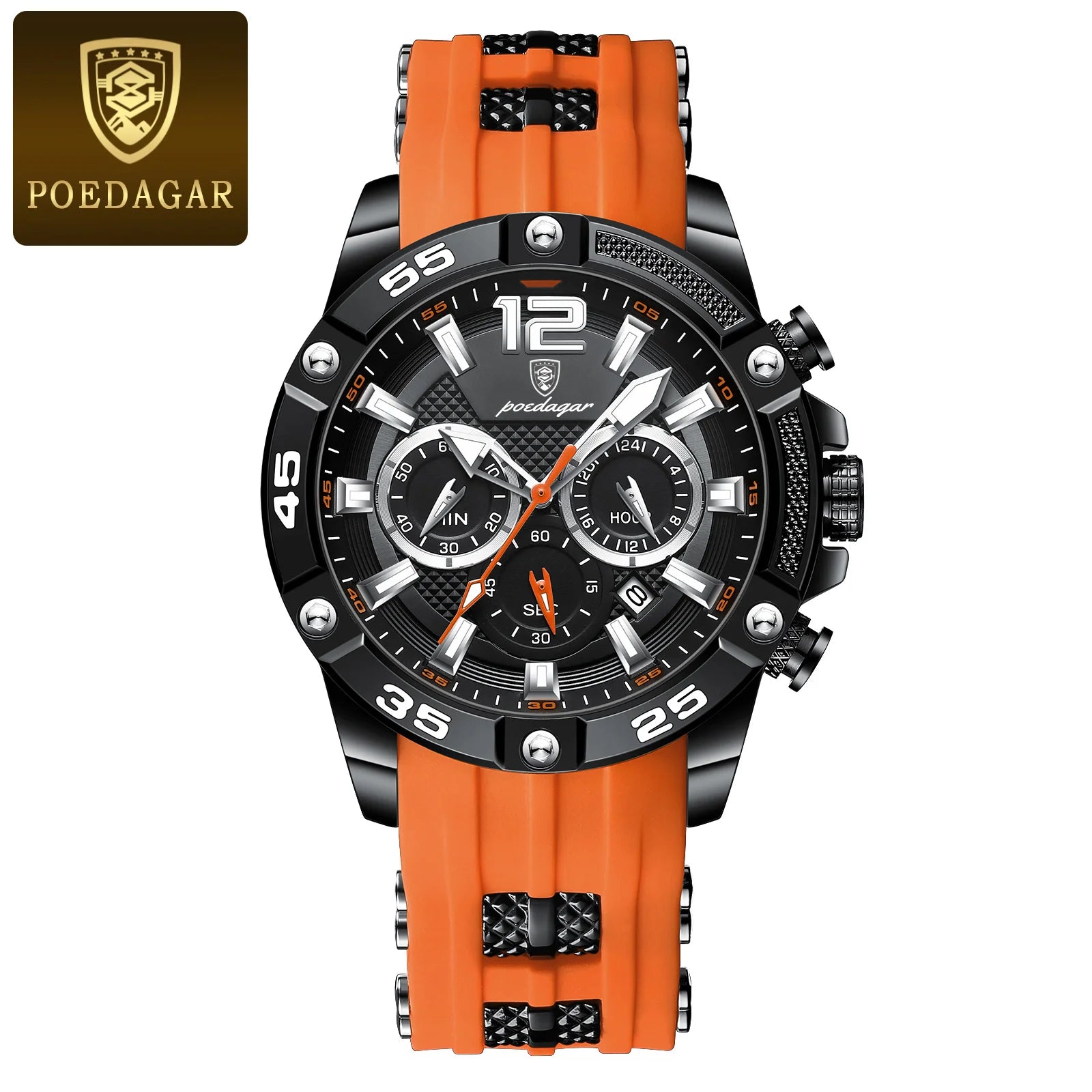 POEDAGAR Original Fashion Men's Watches Waterproof Luminous Chronograph Date Sports Man Wristwatch High Quality Quartz Men Watch