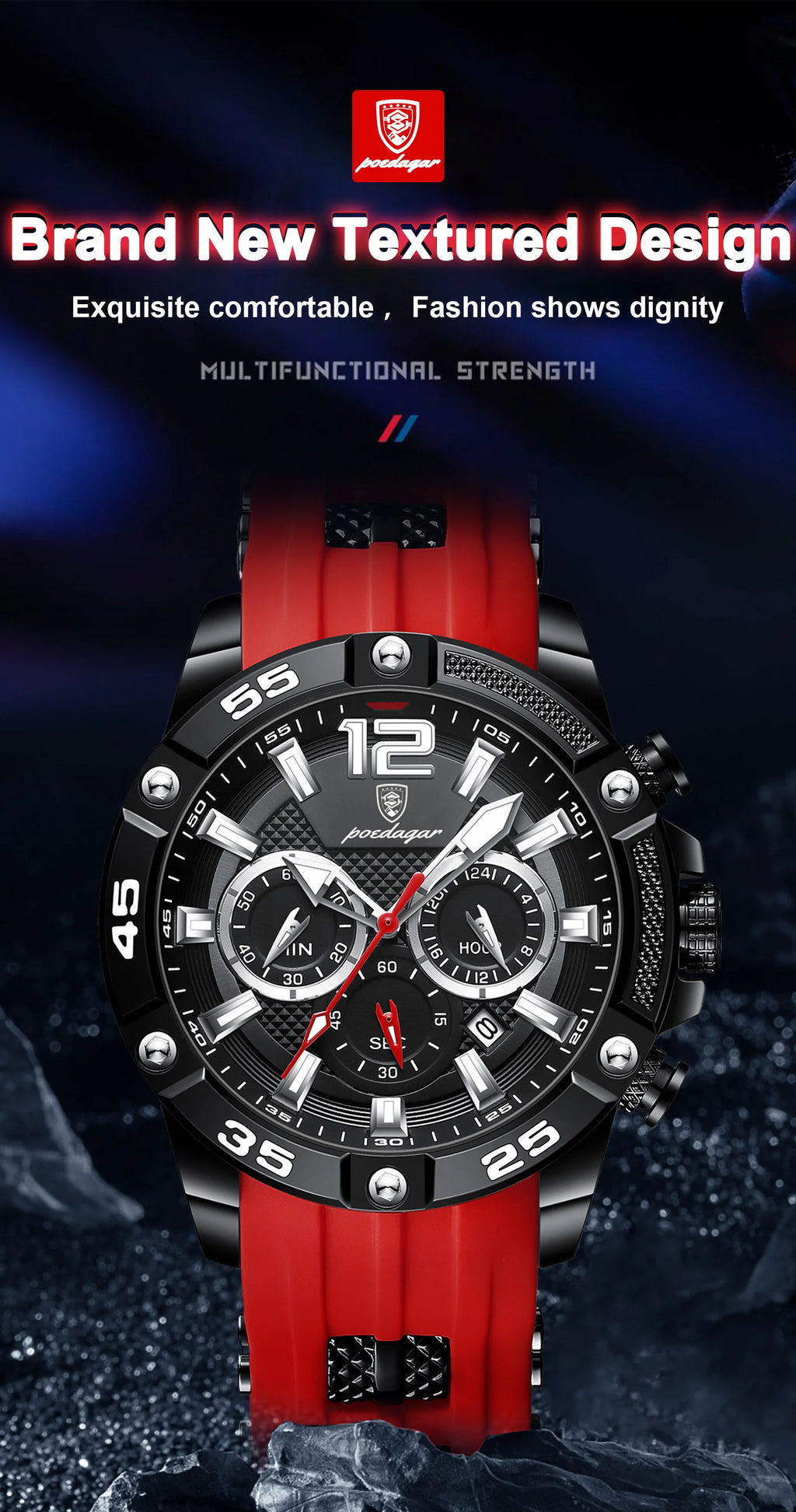 POEDAGAR Original Fashion Men's Watches Waterproof Luminous Chronograph Date Sports Man Wristwatch High Quality Quartz Men Watch