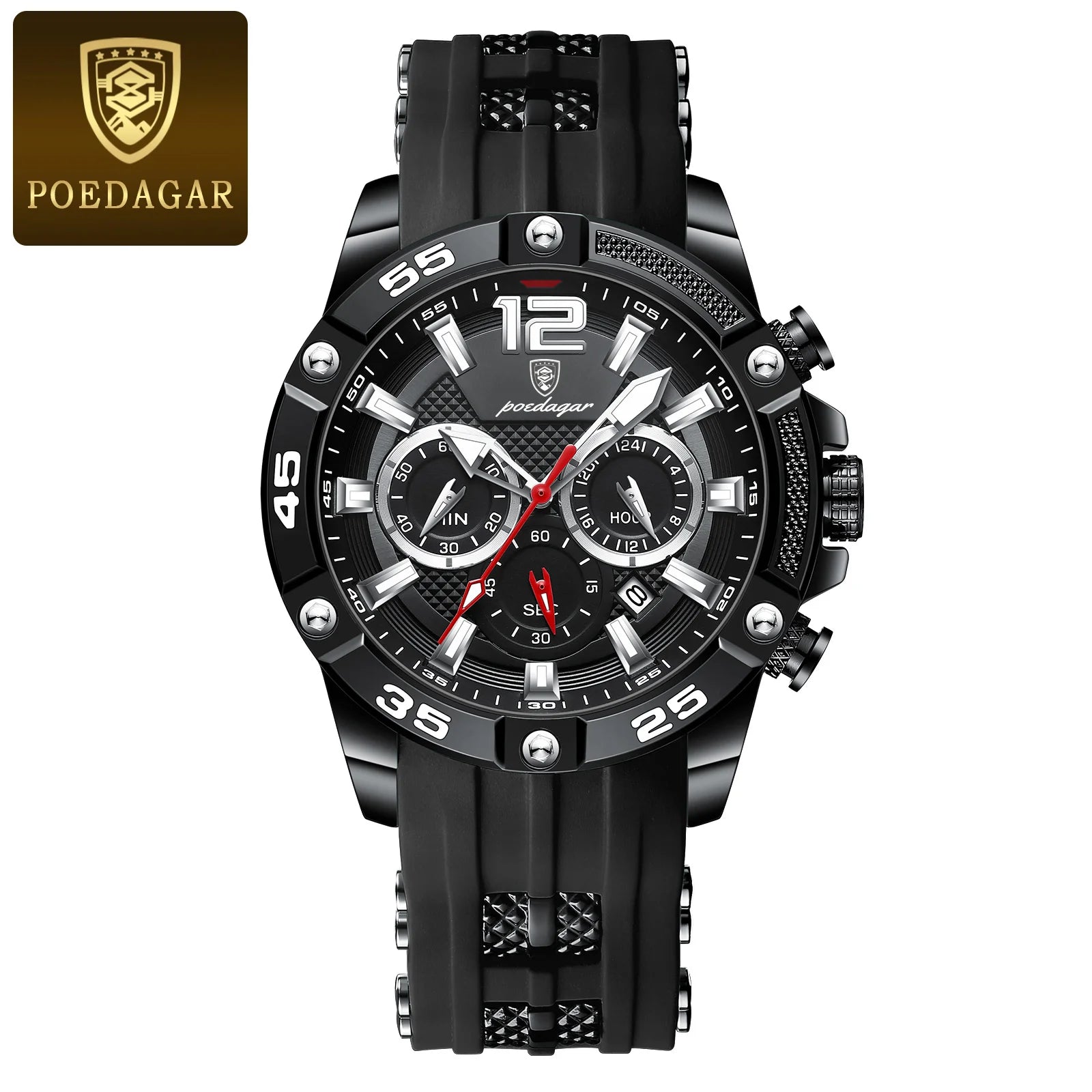 POEDAGAR Original Fashion Men's Watches Waterproof Luminous Chronograph Date Sports Man Wristwatch High Quality Quartz Men Watch