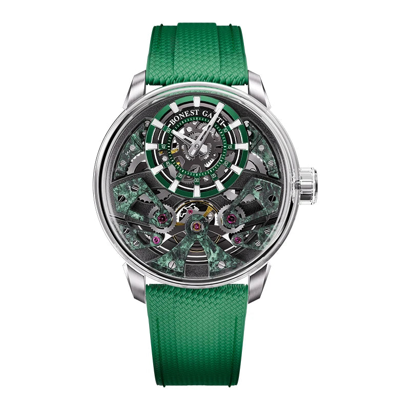 BONEST GATTI Men's Automatic Mechanical Watch with Sapphire Crystal, 316 Stainless Steel, Skeleton Movement, Waterproof, German