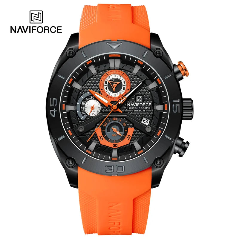 NAVIFORCE Sport Watch for Men Waterproof Quartz Wristwatch Chronograph Military Clock With Luminous Reloj Hombre Male Gift 2024