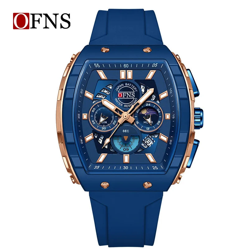 Multifunction Chronograph Men Watches For Male Clock Sports Men Quartz Wrist Watches Date Silicone Band Top Brand Luxury
