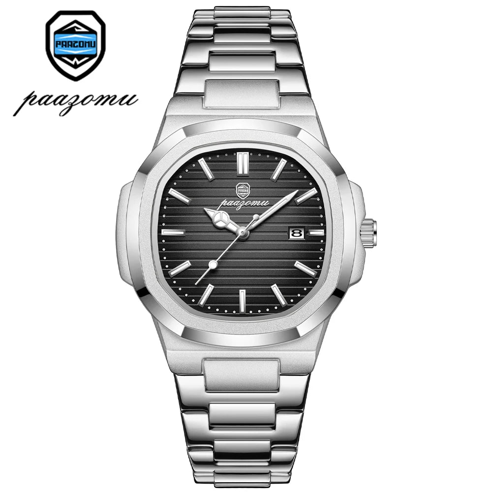 PAAZOMU 2025New Men Stainless Steel Watch Quartz Waterproof Male Clock Business Watch Mens Watches Top Brand Luxury Men Watch