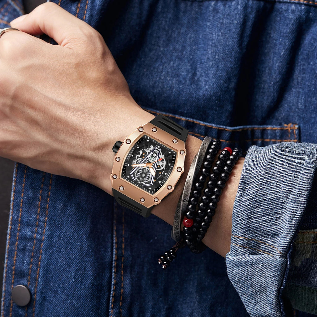 WWOOR Silicone Strap Big Dial Luxury Men's Watches Sports Waterproof Quartz Watch For Men Luminous Date Clock Relogio Masculino