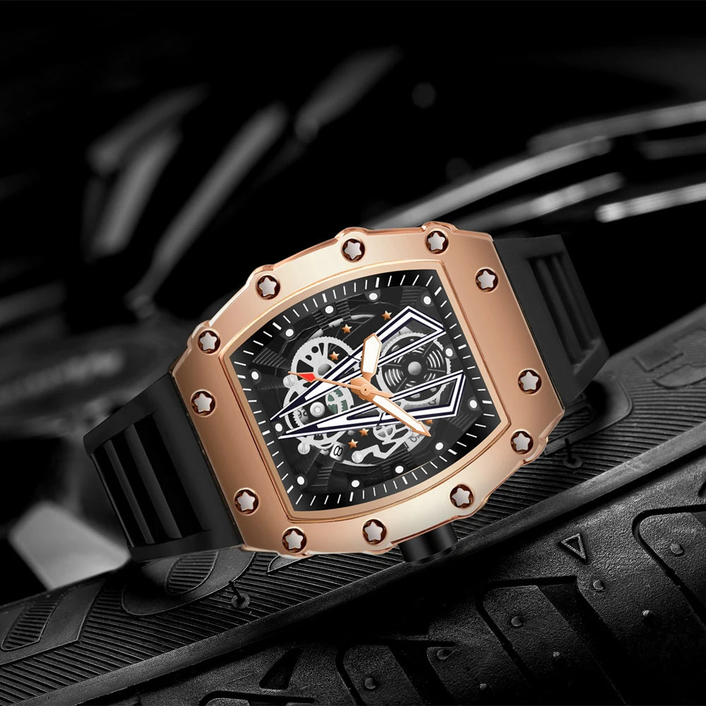 WWOOR Silicone Strap Big Dial Luxury Men's Watches Sports Waterproof Quartz Watch For Men Luminous Date Clock Relogio Masculino