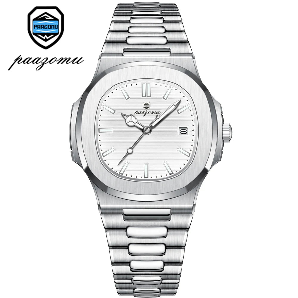 PAAZOMU 2025New Men Stainless Steel Watch Quartz Waterproof Male Clock Business Watch Mens Watches Top Brand Luxury Men Watch