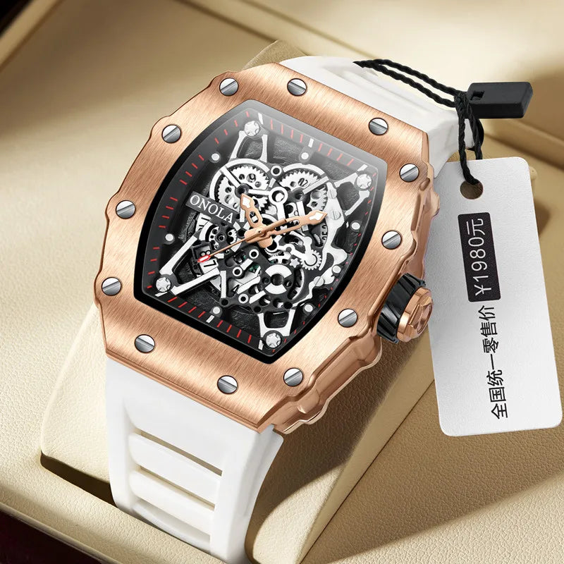 ONOLA 3827 Luxury Fashion Silicone Watch for Men Waterproof Male Wristwatch Original Quartz Men's Watches ساعة يد رجال