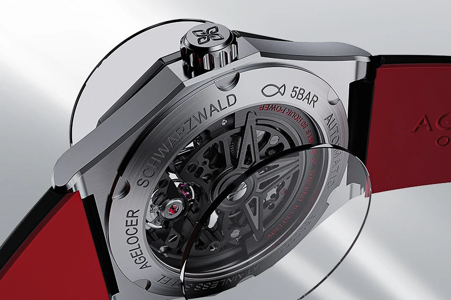 AGELOCER Original Schwarzwald Watch Men's Sports Hollow Luminous Automatic Mechanical Watch Birthday Gift for Men