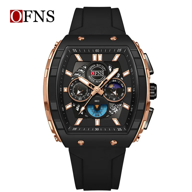 Multifunction Chronograph Men Watches For Male Clock Sports Men Quartz Wrist Watches Date Silicone Band Top Brand Luxury