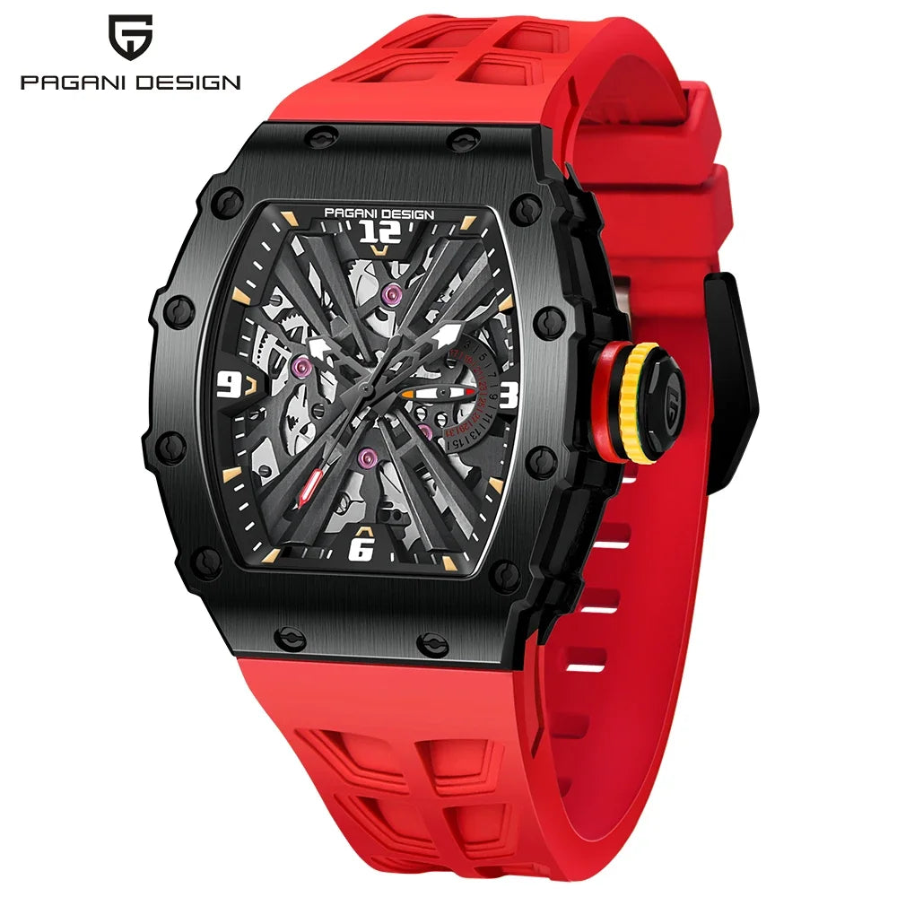 PAGANI DESIGN 2025 Luxury Mens Quartz Watches Barrel Shape Waterproof Wrist Watch For Men VH65 Silicone Luminous Sapphire Mirror
