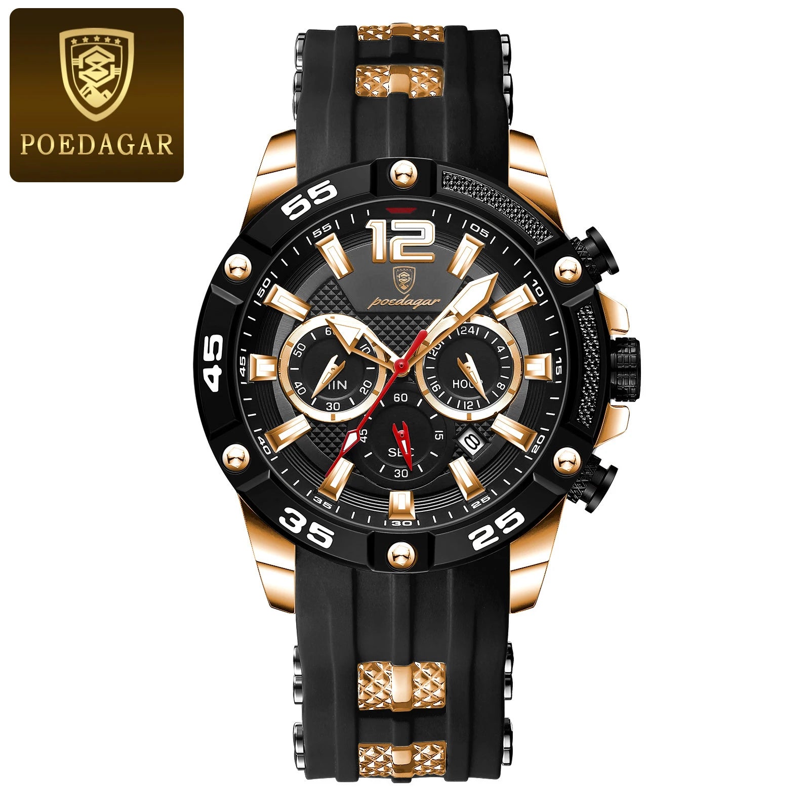 POEDAGAR Original Fashion Men's Watches Waterproof Luminous Chronograph Date Sports Man Wristwatch High Quality Quartz Men Watch